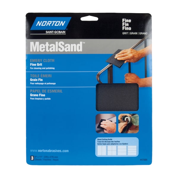 Norton Abrasives Norton MetalSand 11 in. L X 9 in. W 100 Grit Emery Cloth 3 pk 7660747820 - main